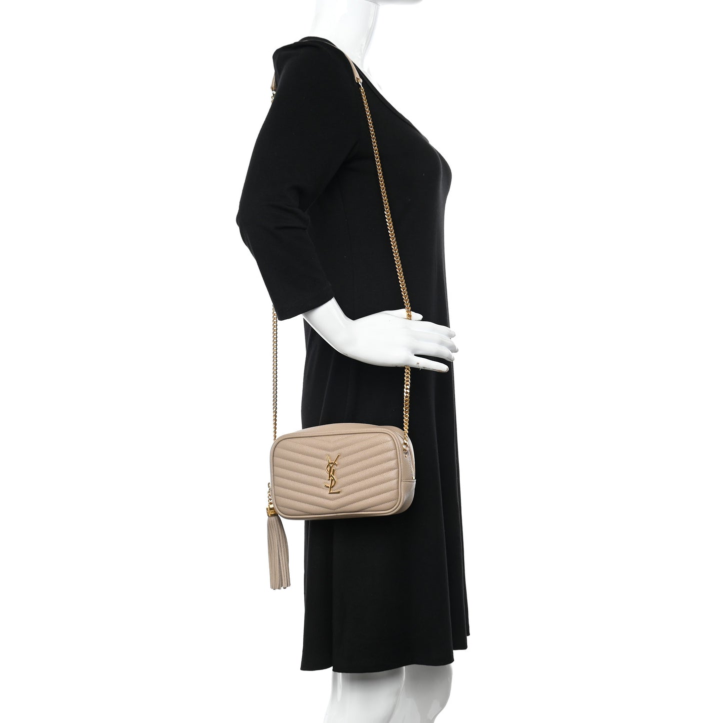 Grain De Poudre Matelasse Monogram Mini Lou Camera Bag Dark Beige