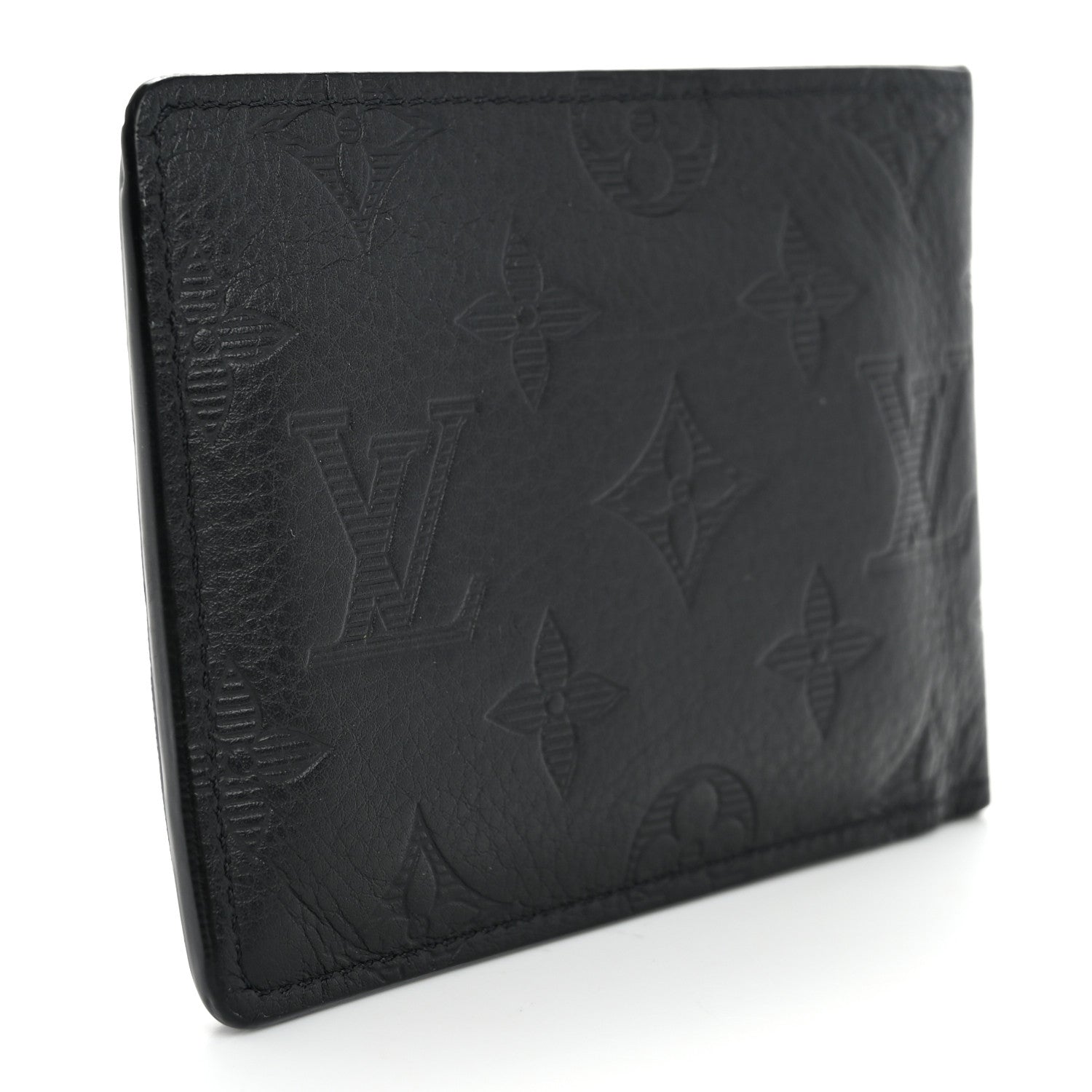 Louis Vuitton Calfskin Monogram Shadow Multiple Wallet Black 3 of 10