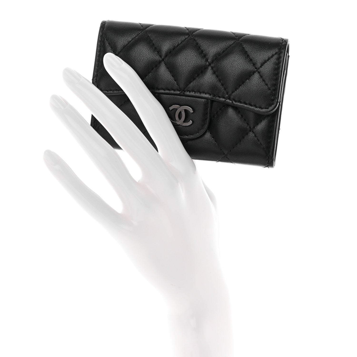 Chanel Lambskin Quilted Flap Card Holder Wallet So Black 2 of 11