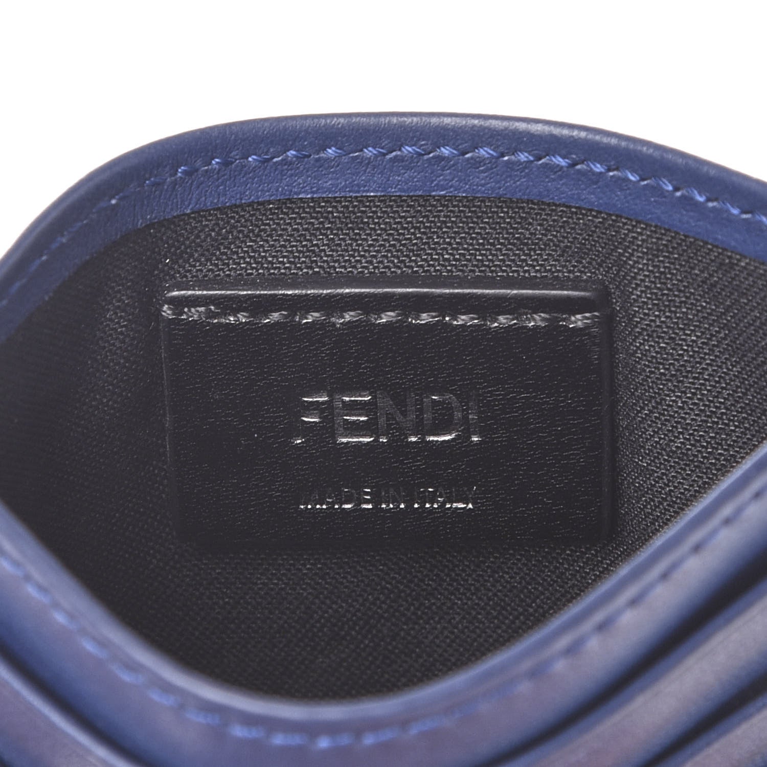 Fendi Vitello Century Monster Eyes Card Holder Blue Carbone 6 of 7