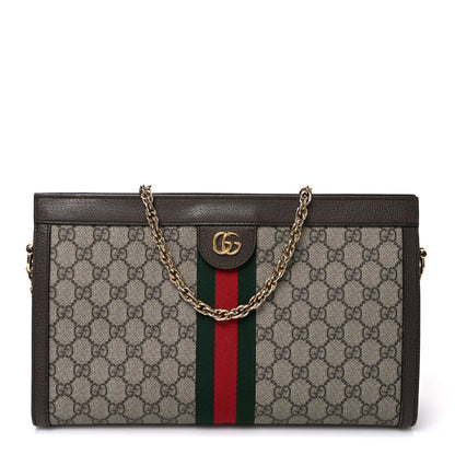 Gucci GG Supreme Monogram Web Medium Ophidia Chain Shoulder Bag Brown 1 of 9