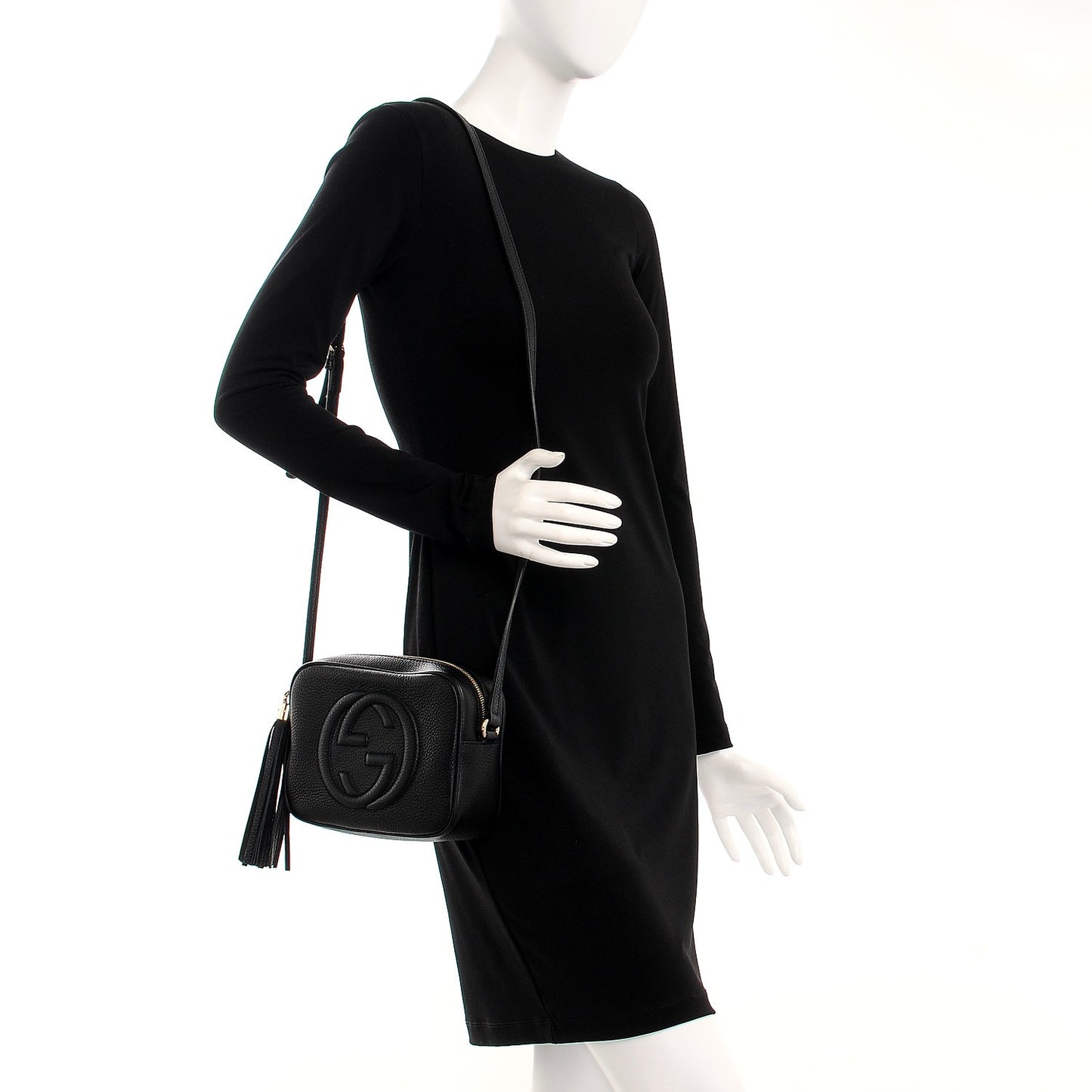 Pebbled Calfskin Small Soho Disco Bag Black