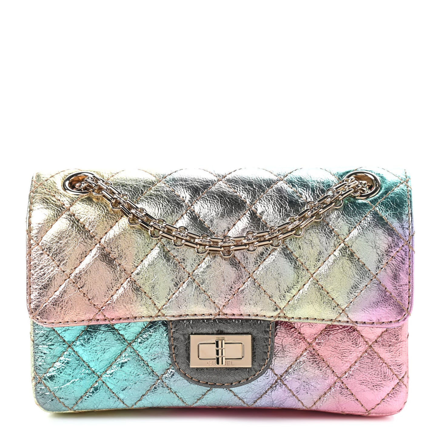 Metallic Goatskin Quilted Mini 2.55 Reissue Flap Multicolor