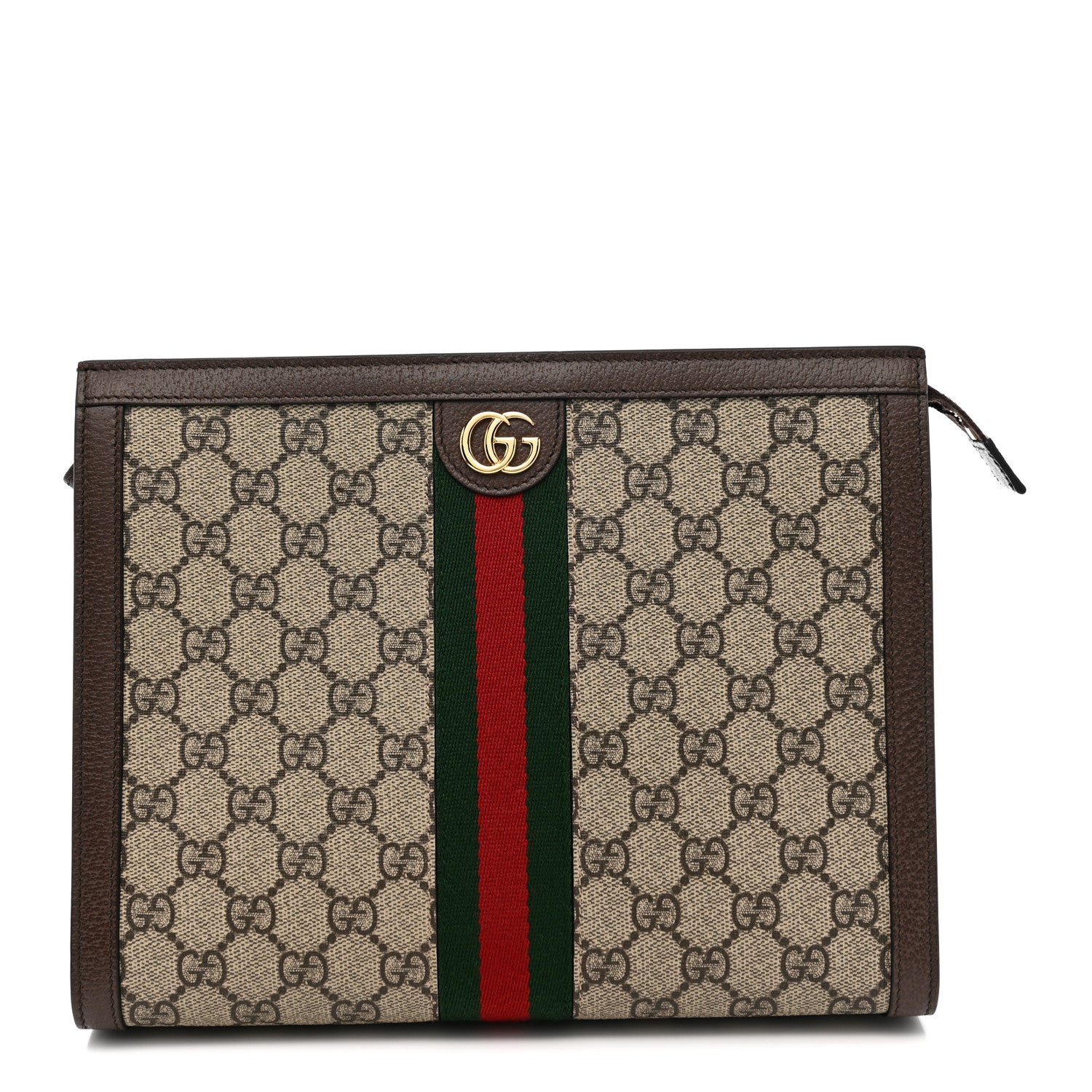 Gucci GG Supreme Monogram Web Ophidia Pouch Brown 1 of 10