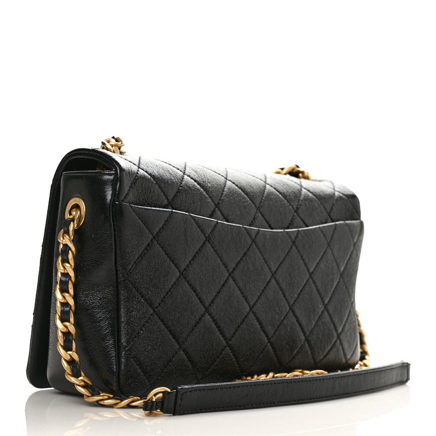 Shiny Lambskin Quilted Medium Fashion Therapy Flap Bag Black