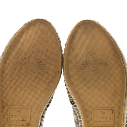 Gucci GG Supreme Monogram Bees Espadrille Flats 38 Beige Ebony Oro Black 9 of 15