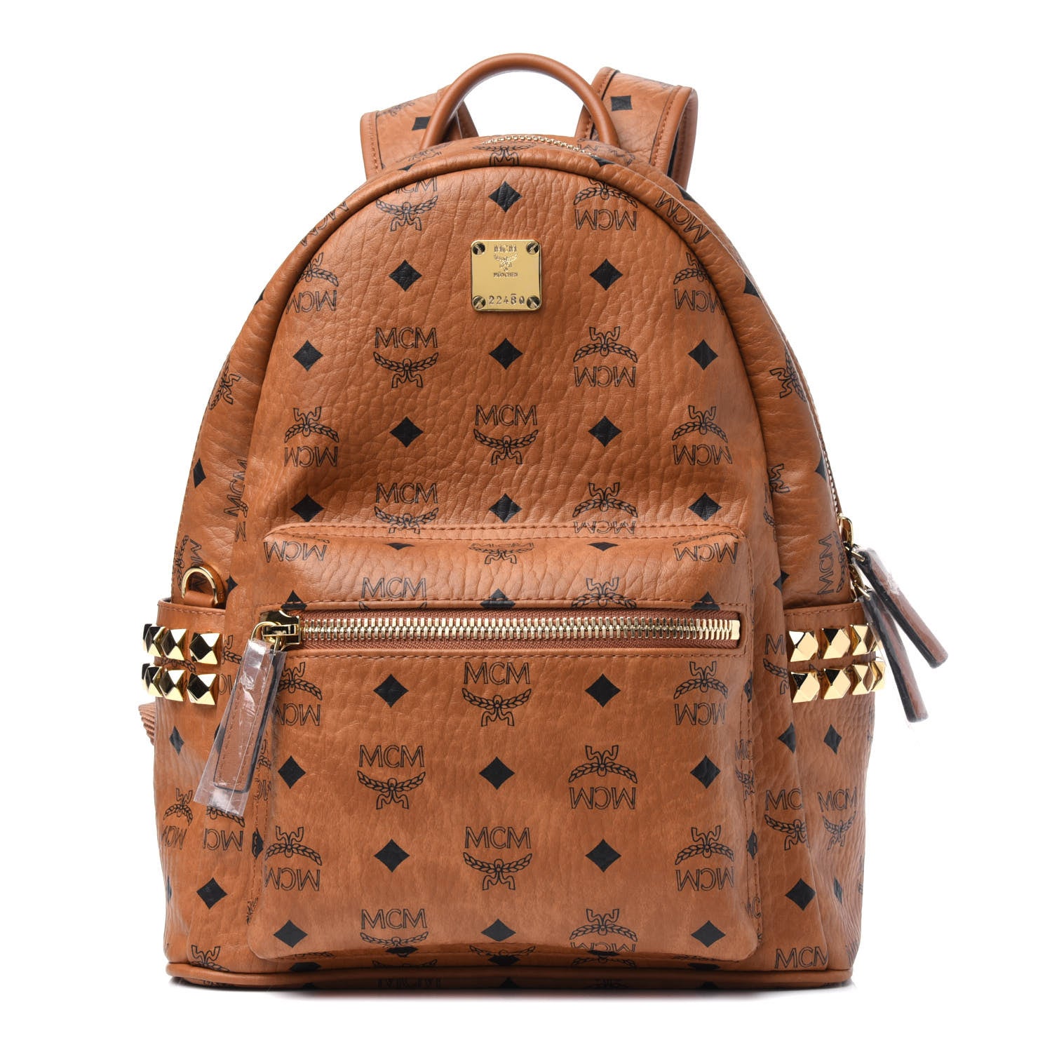 MCM Visetos Small Side Stud Stark Backpack Cognac 1 of 3