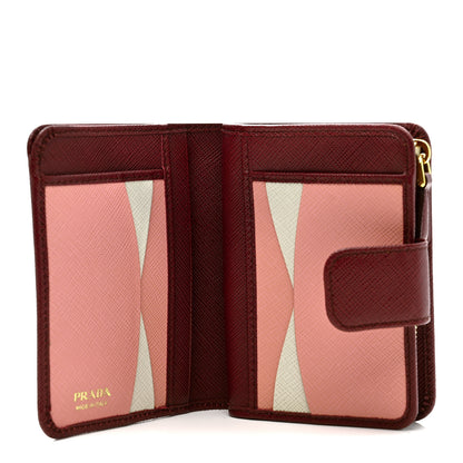 Prada Saffiano Metal Multicolor Compact Wallet Granato 5 of 8