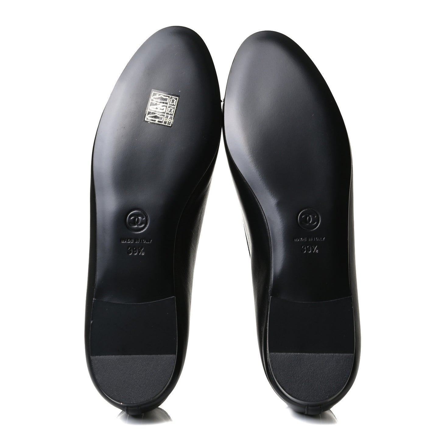 Lambskin Patent Cap Toe Ballerina Flats 39.5 Black