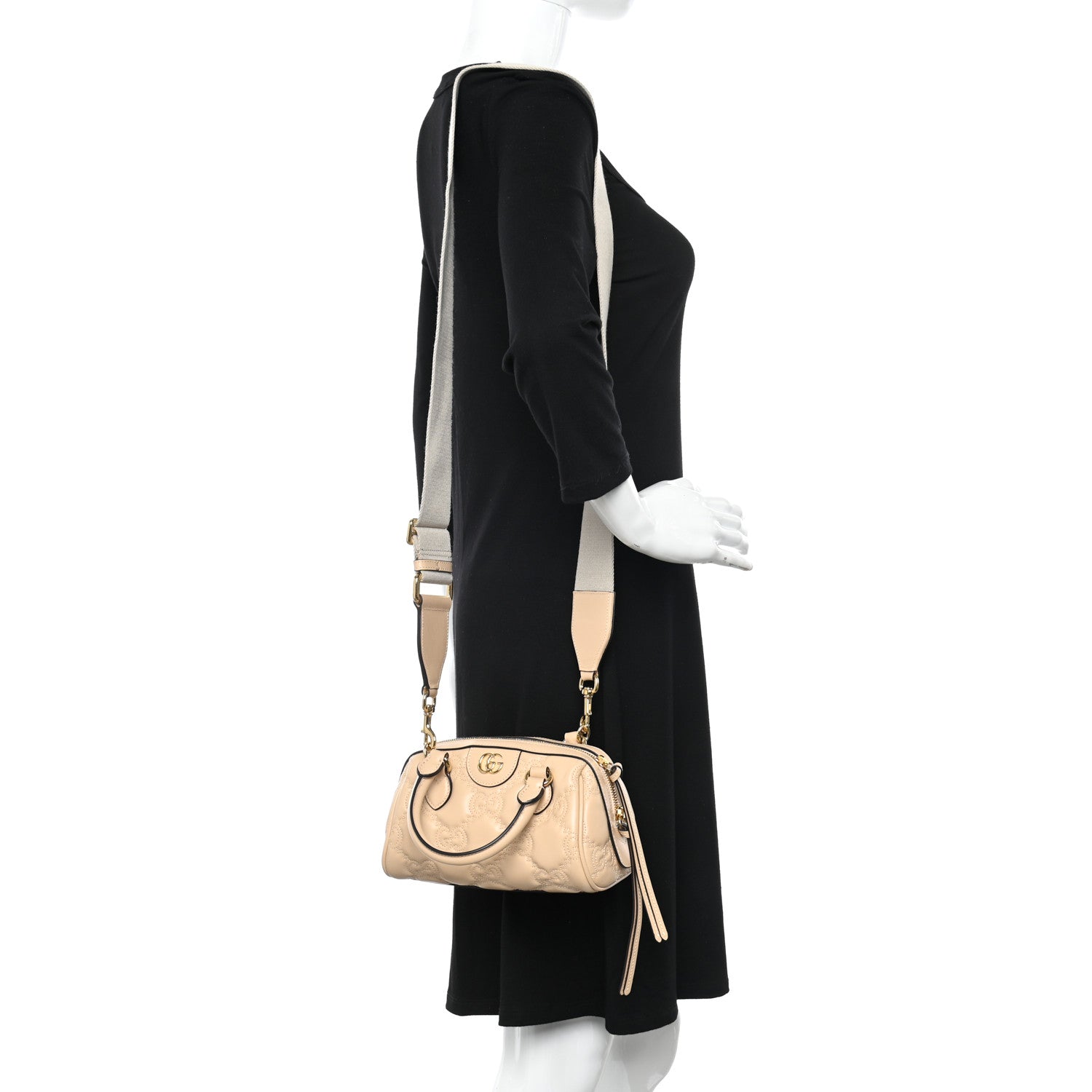 Gucci Calfskin GG Matelasse Mini Bowler Bag Naturale 2 of 9