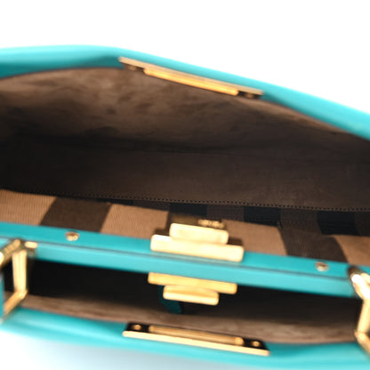 Fendi Vitello Morgan Fabric Jacquard Pequin Medium Peekaboo Iconic Satchel Lago Tobacco Black 5 of 11