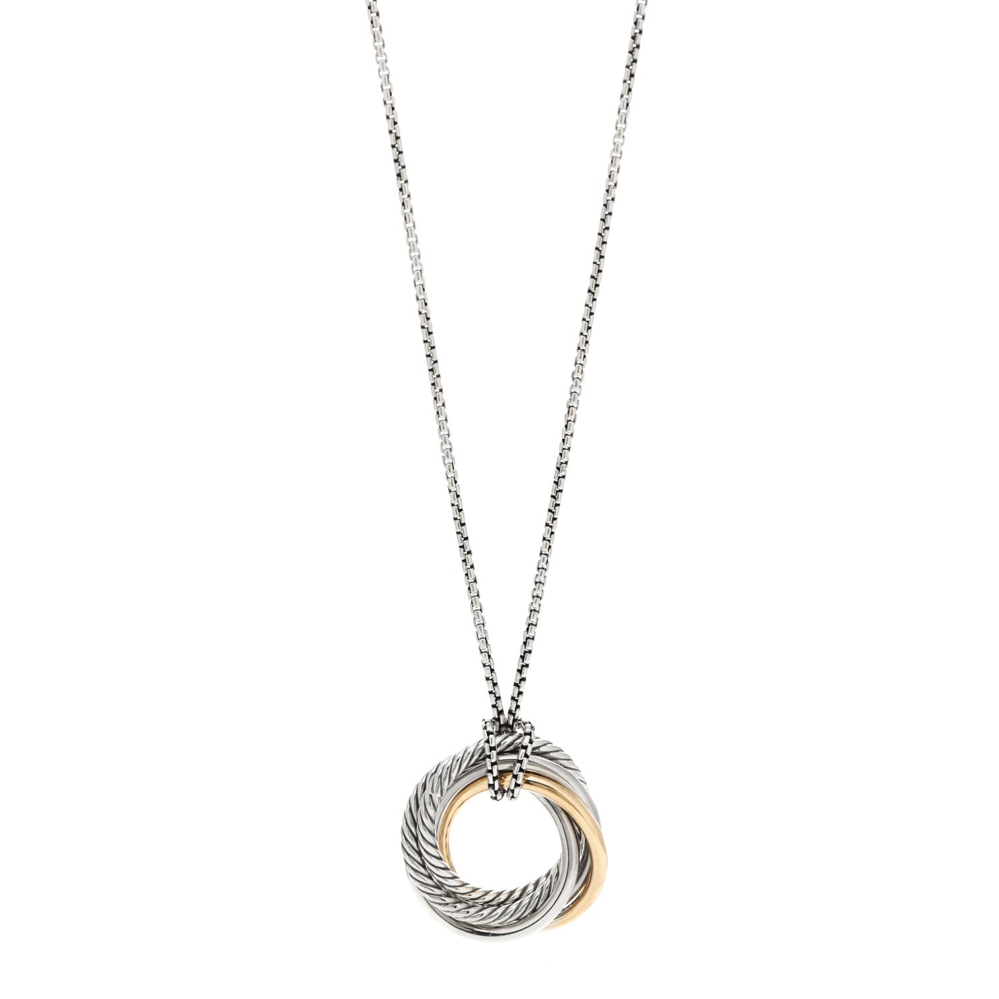 Sterling Silver 14K Yellow Gold 37mm Crossover Pendant Necklace