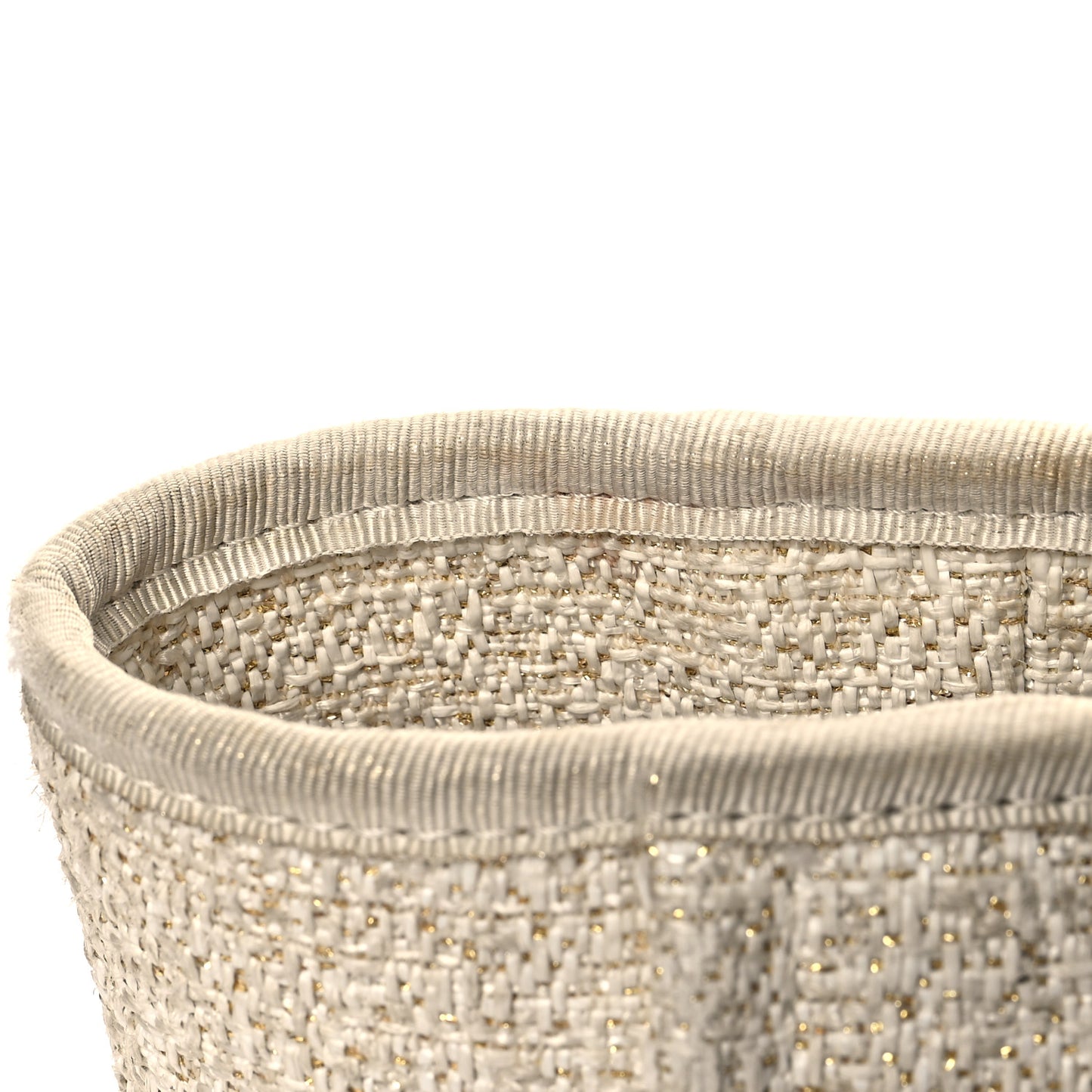 Lurex Boucle Medium Deauville Tote White