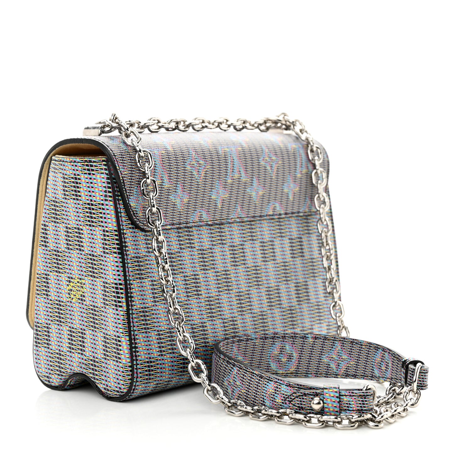 Calfskin Monogram LV Pop Twist Shoulder Bag MM Blue