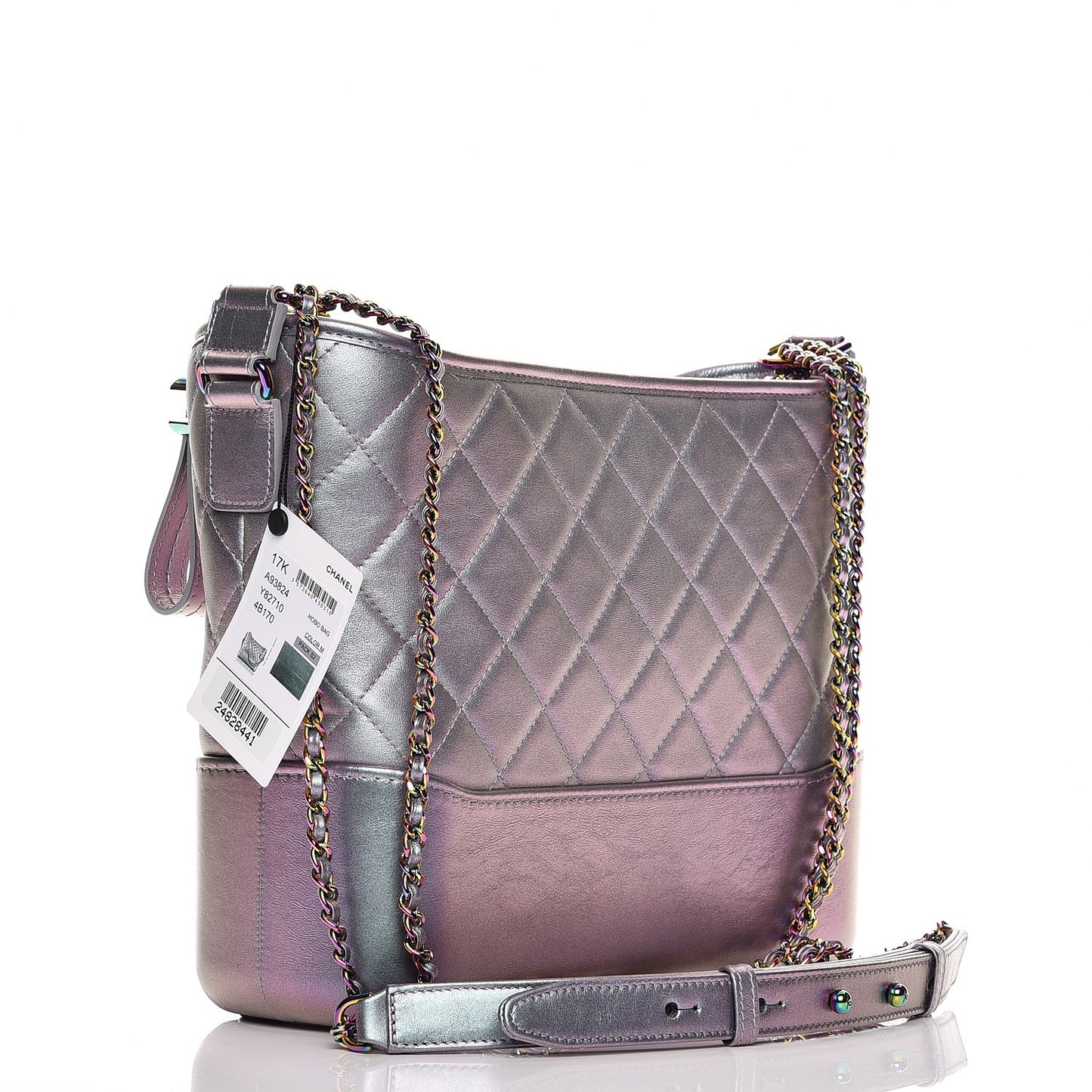 Iridescent Lambskin Calfskin Quilted Medium Gabrielle Hobo Light Purple