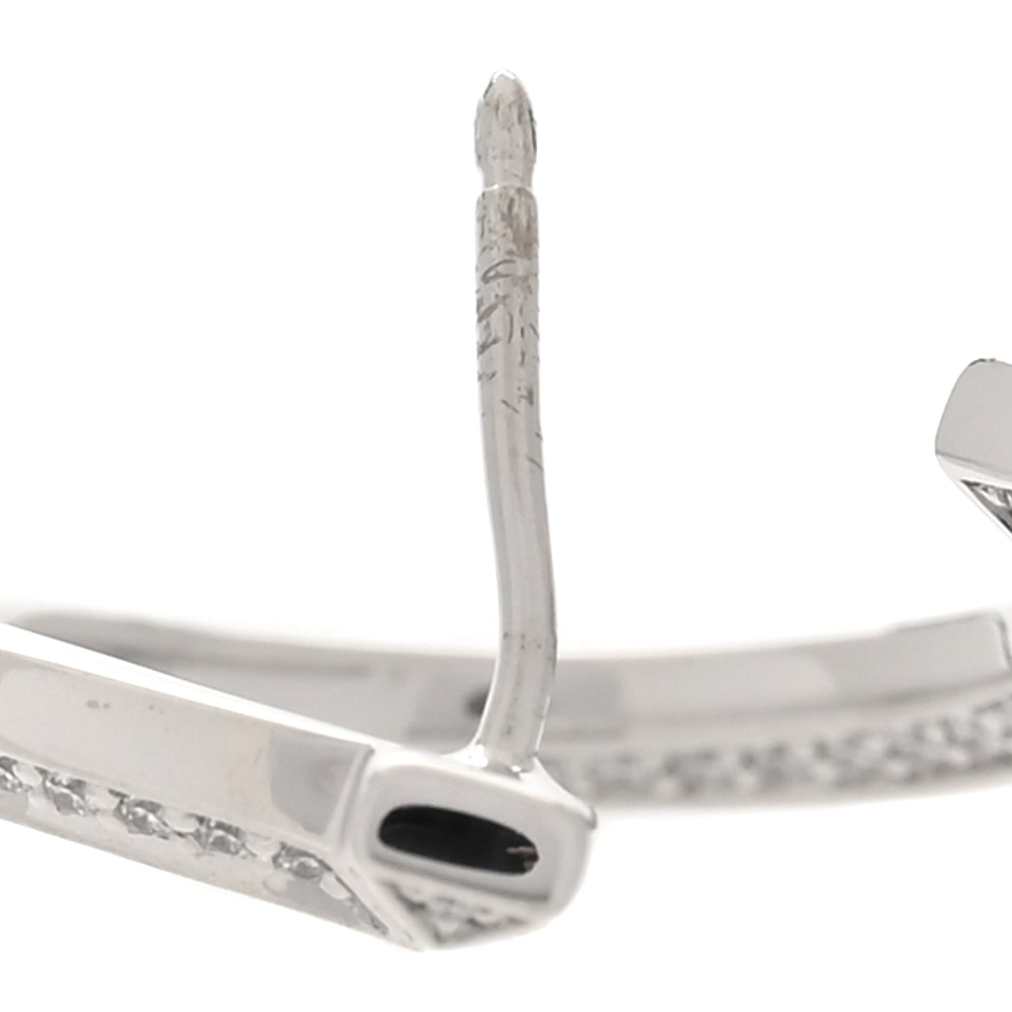 18K White Gold Diamond T1 Open Hoop Earrings