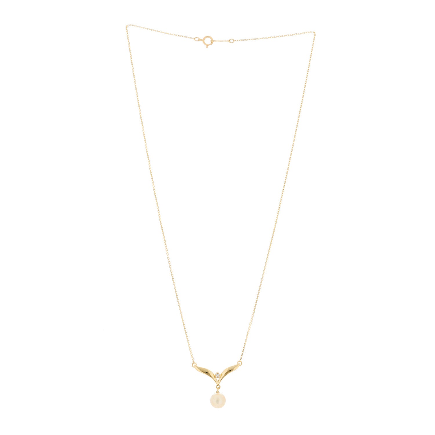 Mikimoto 18K Yellow Gold Diamond Akoya Pearl 7mm Pendant Necklace 2 of 4