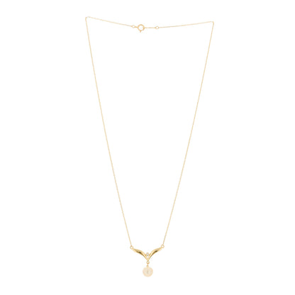 Mikimoto 18K Yellow Gold Diamond Akoya Pearl 7mm Pendant Necklace 2 of 4