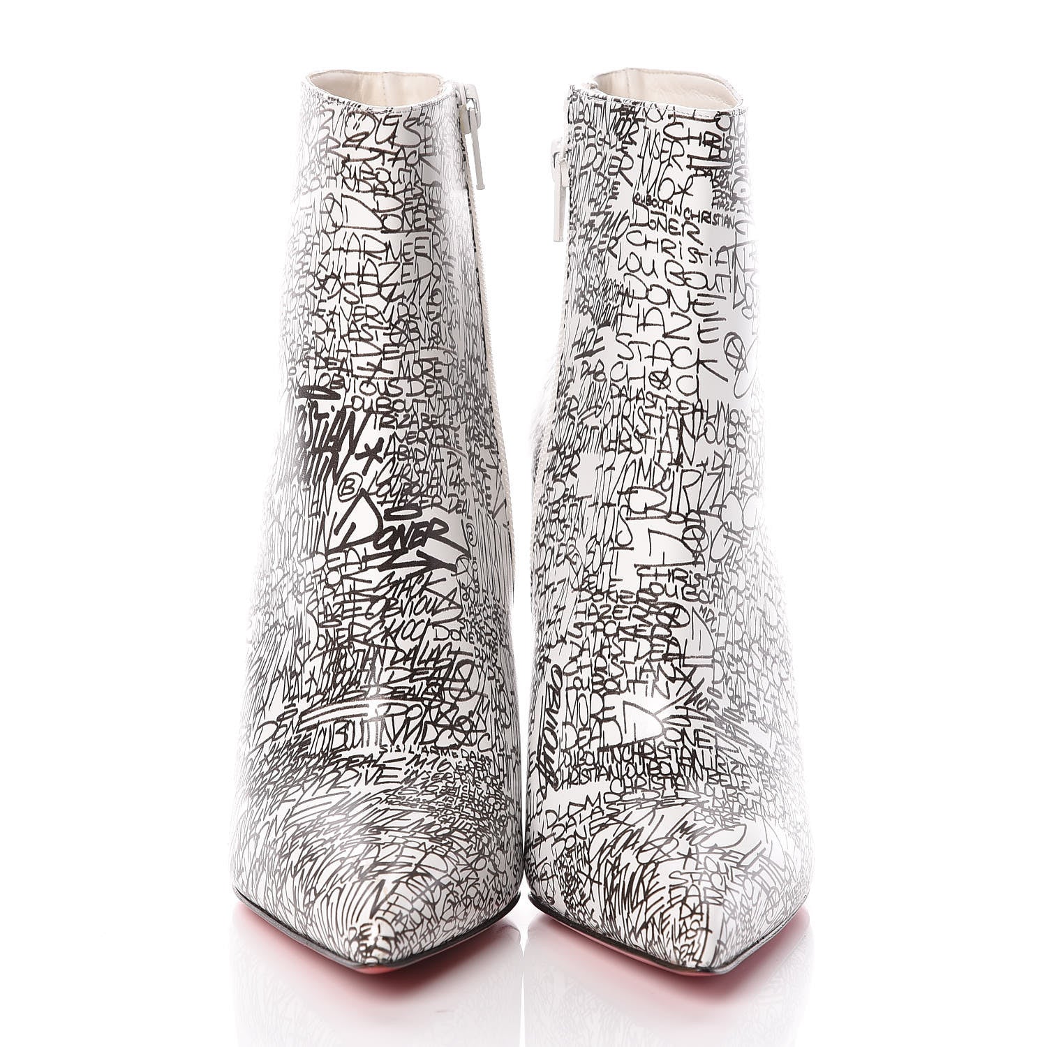 Christian Louboutin Calfskin Caligraf So Kate Booty 100 Ankle Boots 37 Black White 2 of 8