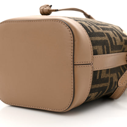 Fendi Fabric Jacquard Vitello Grace FF 1974 Mini Mon Tresor Bucket Bag Tobacco Moro Sand 10 of 11
