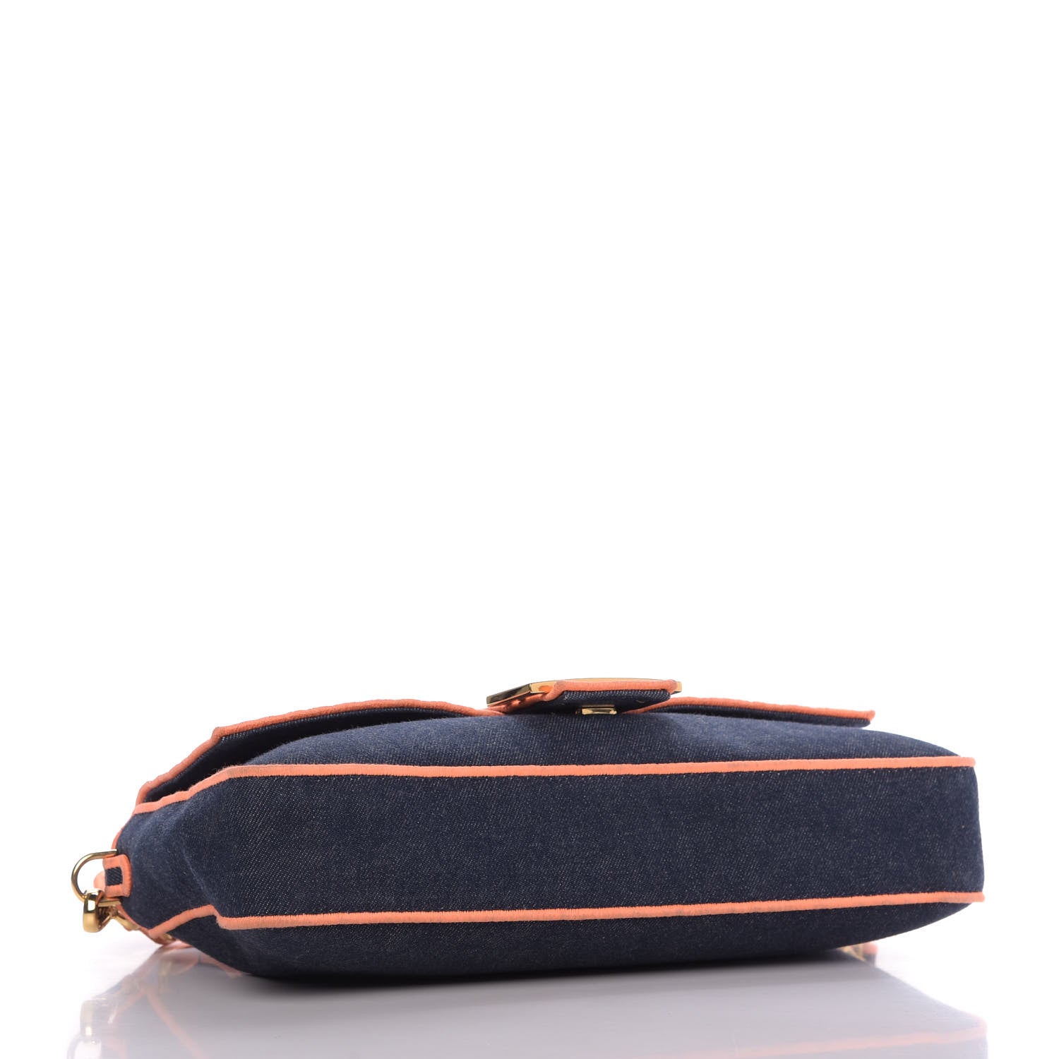 Fendi Denim Large Baguette Blue Arancio Fluo 5 of 15