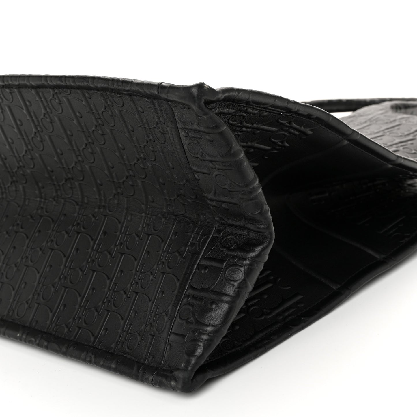 Oblique Calfskin Embossed Large Book Tote Black