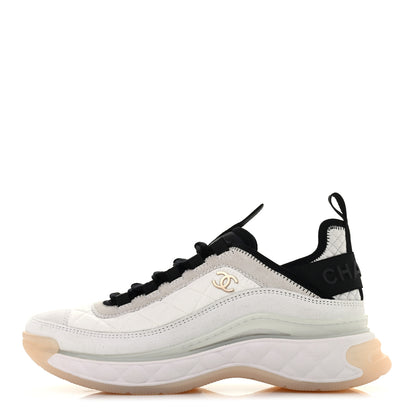 Chanel Velvet Calfskin Mixed Fibers CC Sneakers 39 Ivory Black 1 of 12