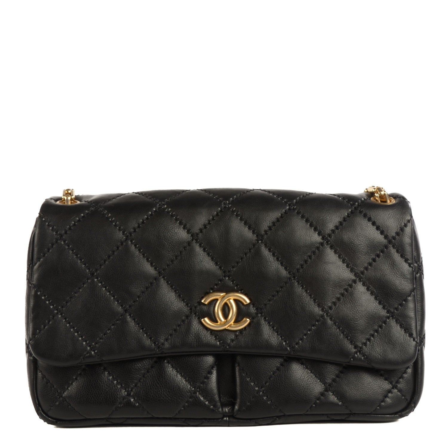 Chanel Calfskin Quilted Large Retro Chain Flap Black 1 of 8