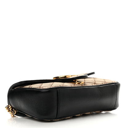 Gucci Monogram Matelasse Diagonal Mini GG Marmont Shoulder Bag Beige Black 4 of 11
