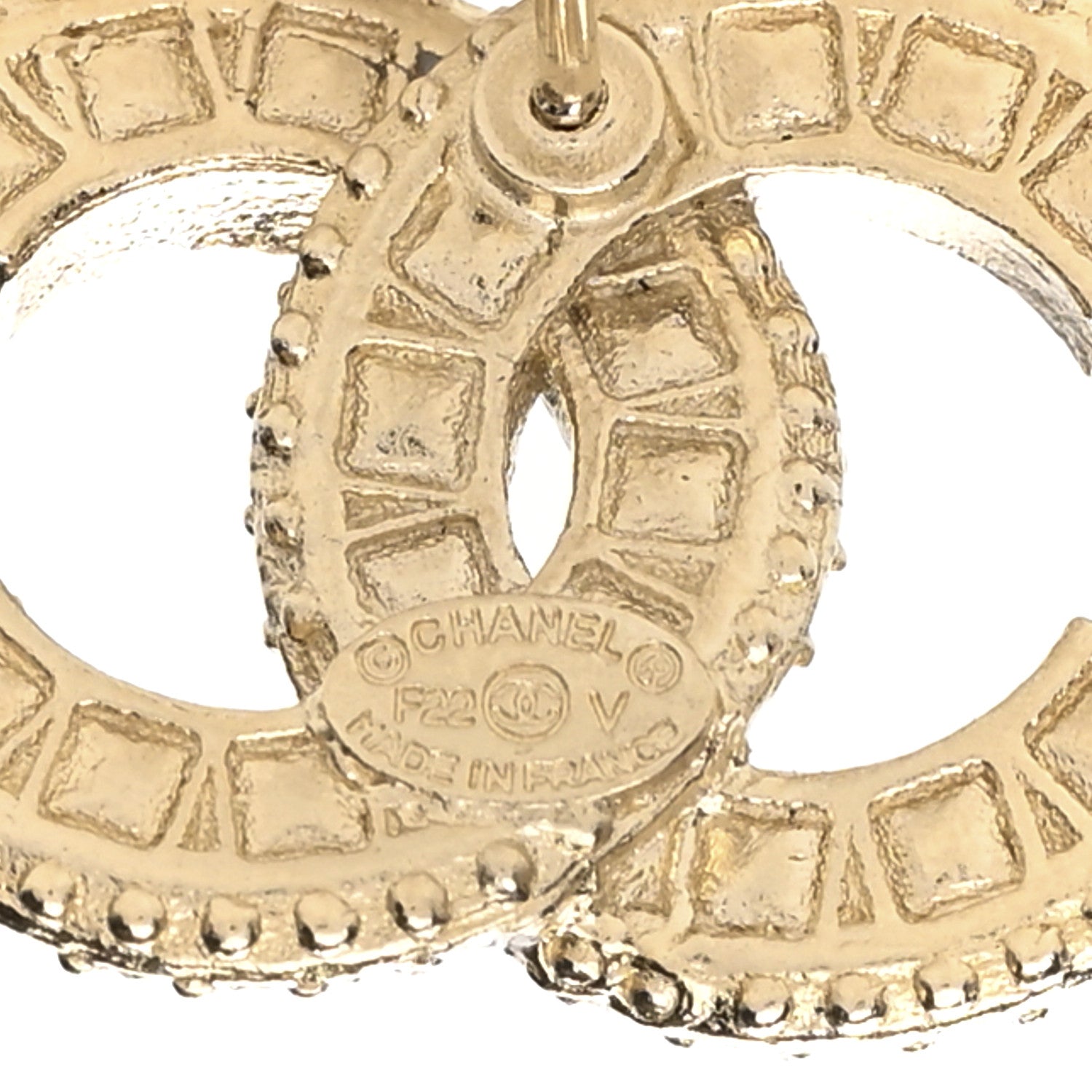 Chanel Crystal Timeless CC Earrings Light Gold 3 of 5