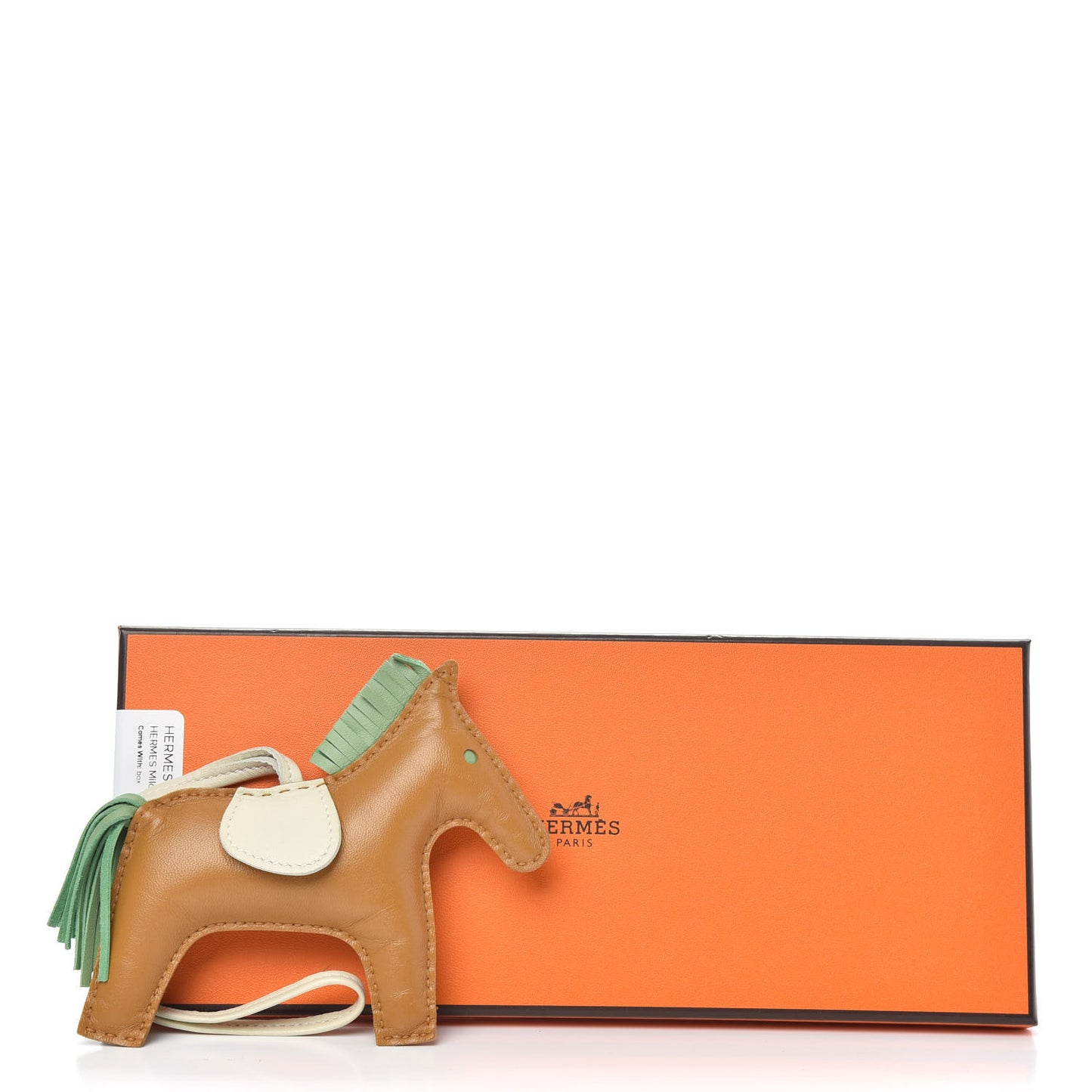 Milo Lambskin Grigri Rodeo Horse Bag Charm MM Sesame Vert Criquet Craie