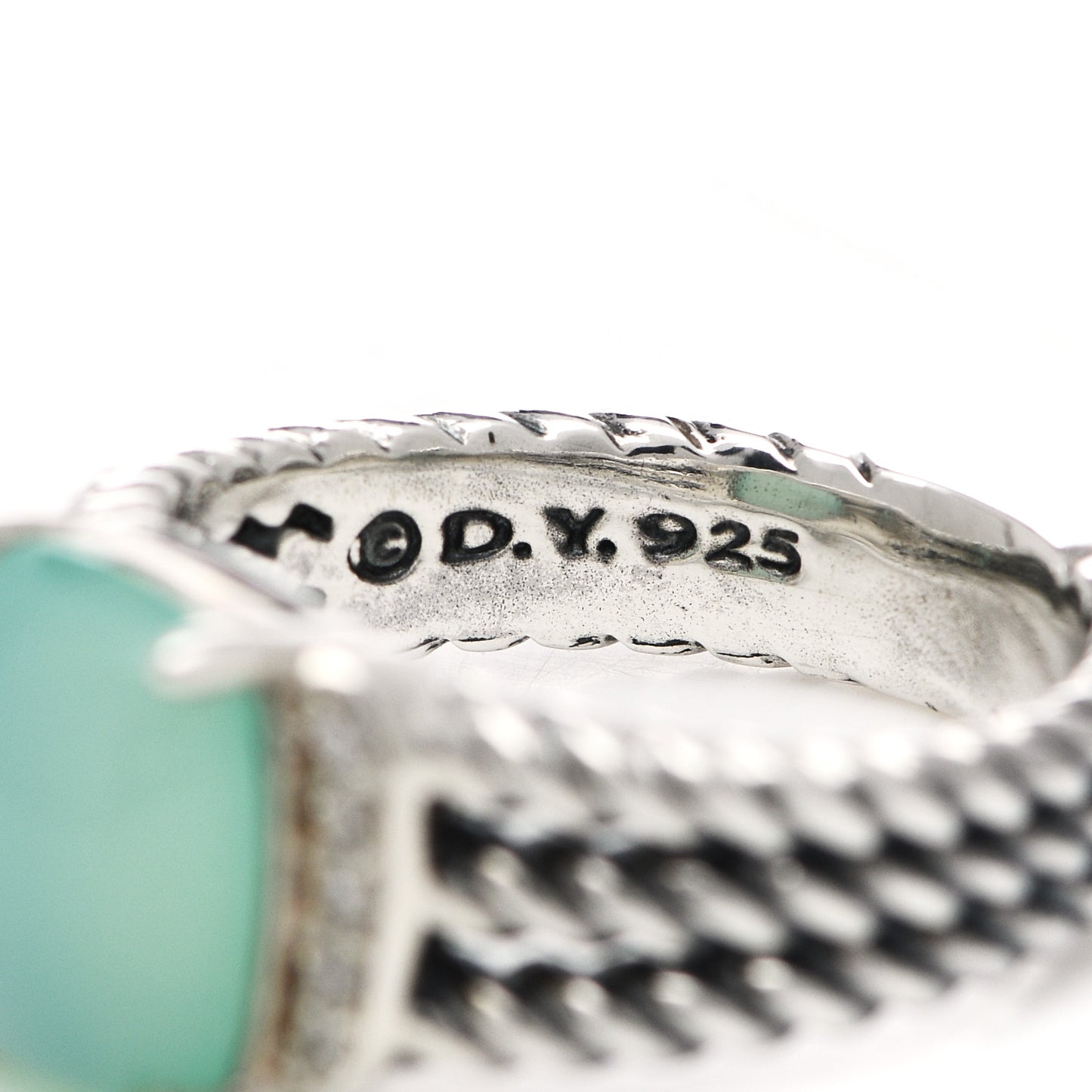 Sterling Silver Diamond Blue Chalcedony 10mm Petite Wheaton Ring 52 6