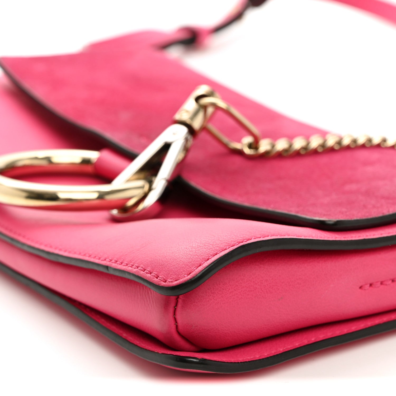 Chloe Suede Calfskin Small Faye Shoulder Bag Fuchsia Rose 9 of 9