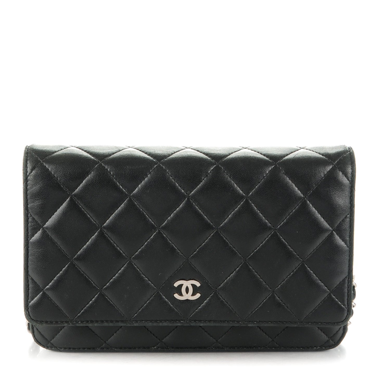 Lambskin Quilted Wallet On Chain WOC Black