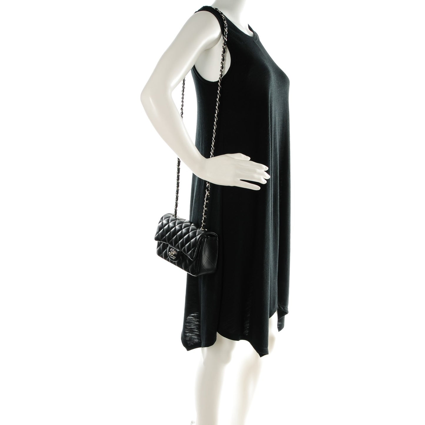 Lambskin Quilted Mini Rectangular Flap Black