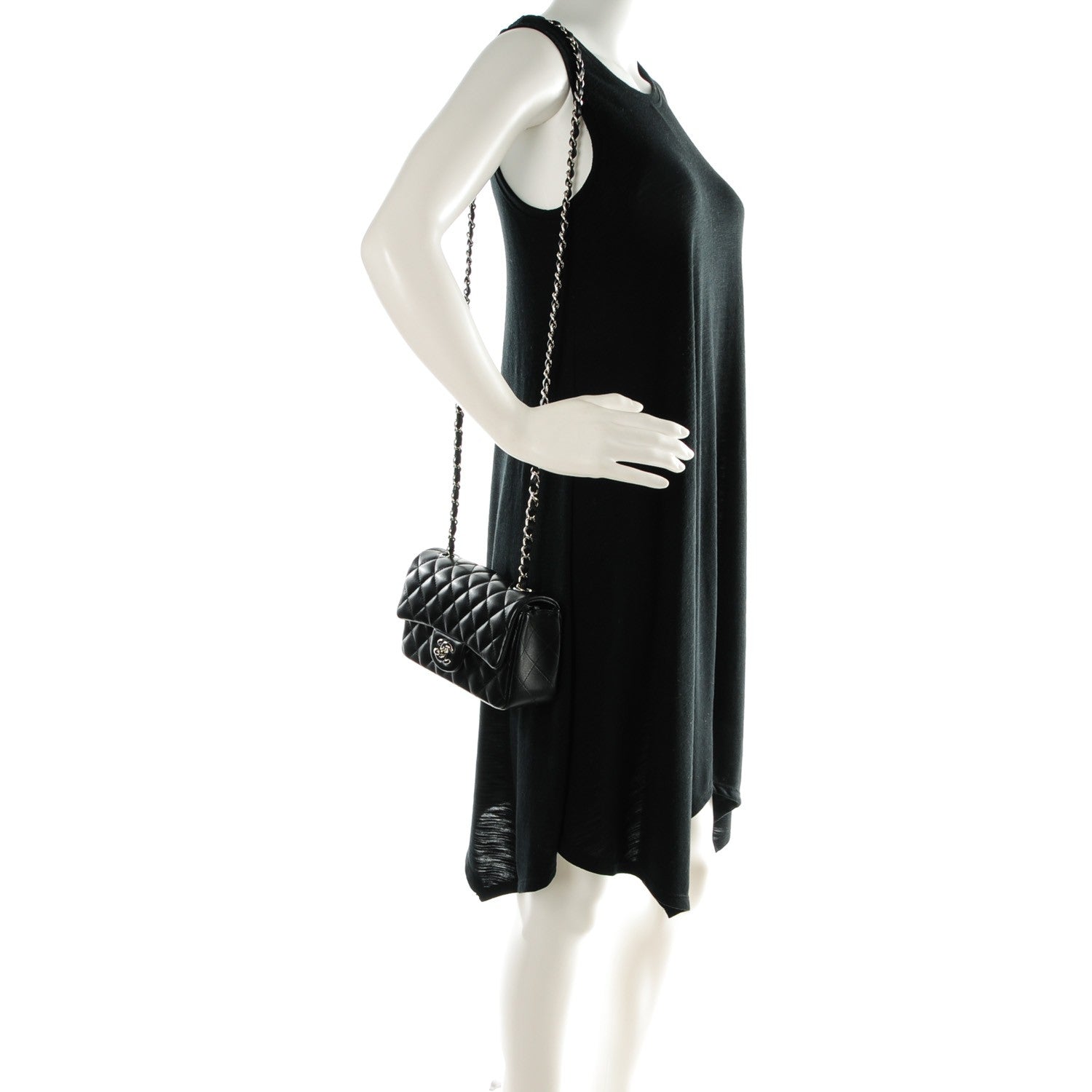 Chanel Lambskin Quilted Mini Rectangular Flap Black 2 of 8