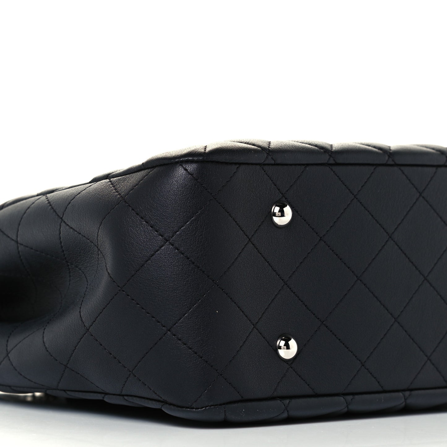 Calfskin Quilted Large Classic Shopping Tote Black