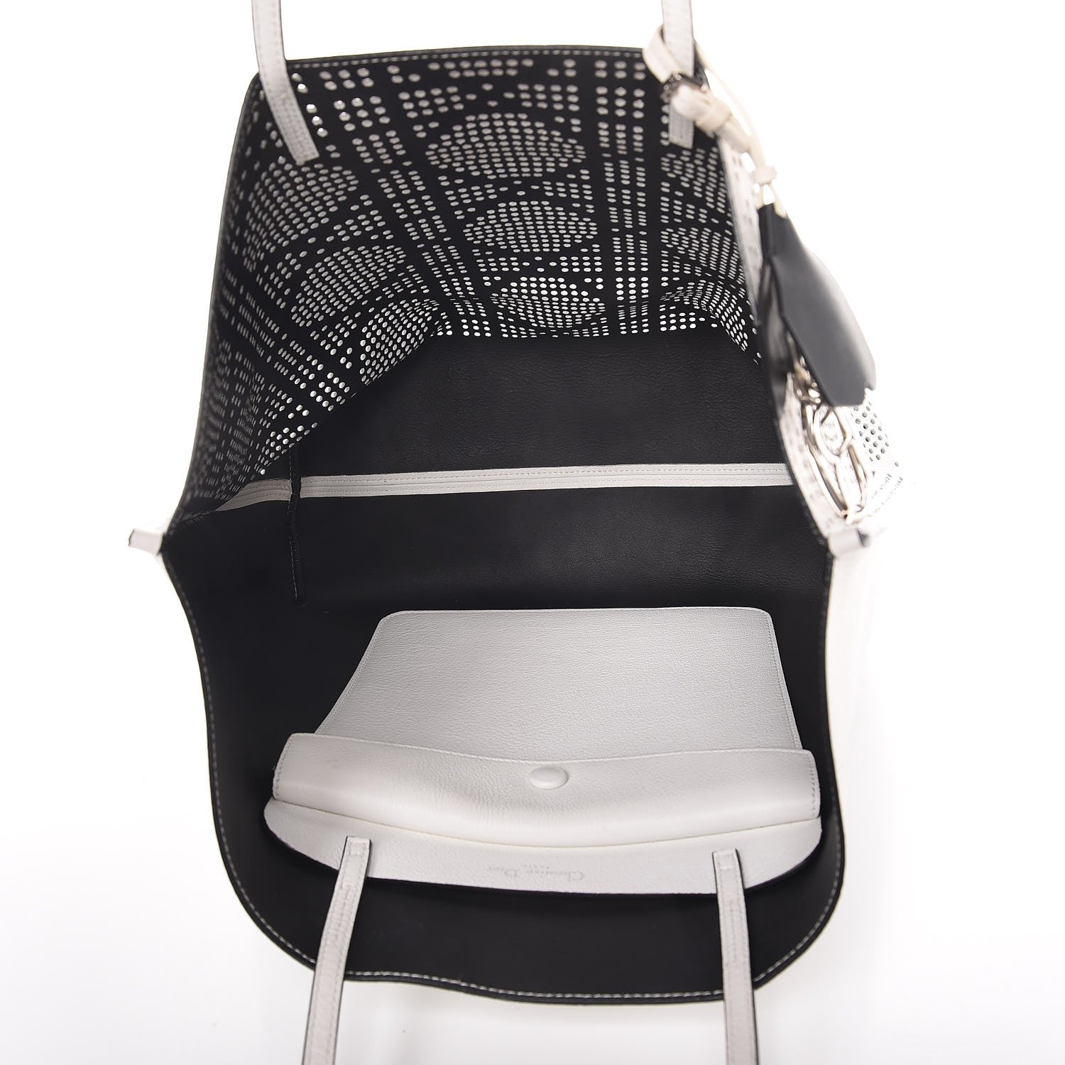 Christian Dior Calfskin Perforated Cannage Dioriva Tote White 5 of 8