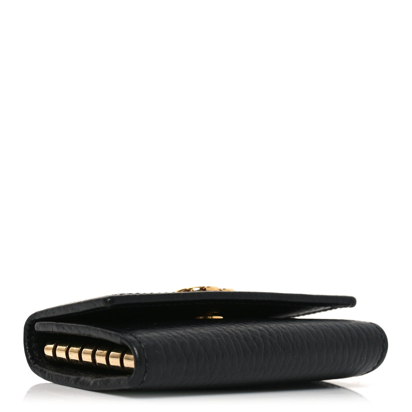 Pebbled Calfskin GG Marmont 6 Key Holder Black