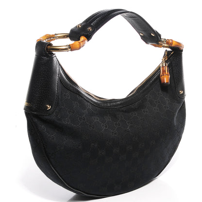 Gucci Monogram Bamboo Ring Hobo Black 3 of 7