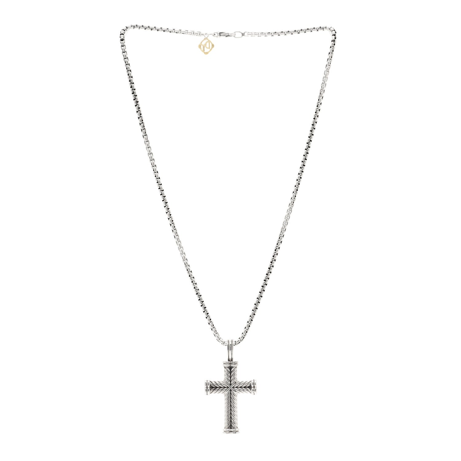 David Yurman Sterling Silver Chevron Cross Pendant Necklace 3 of 4