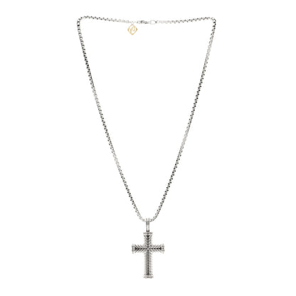 David Yurman Sterling Silver Chevron Cross Pendant Necklace 3 of 4