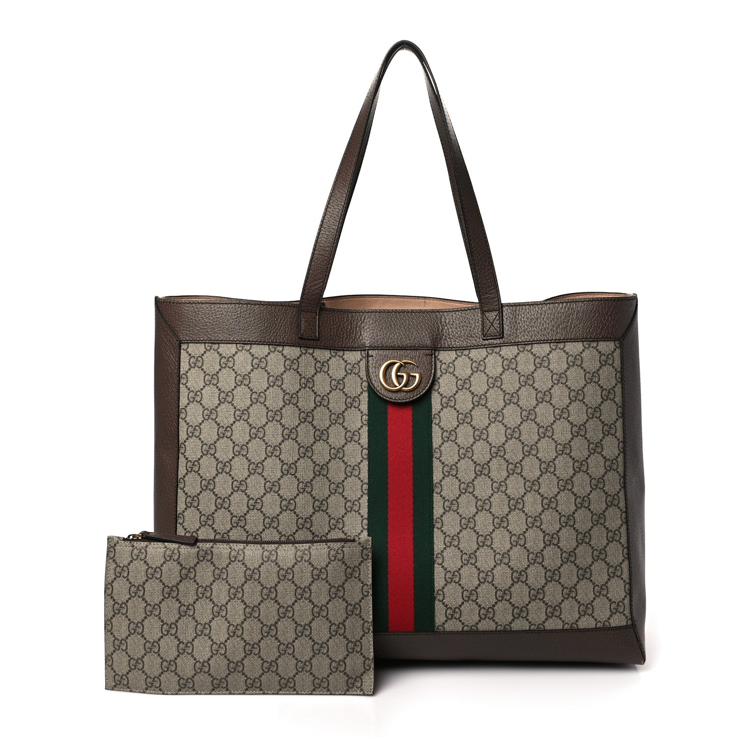 Gucci GG Supreme Monogram Web Ophidia Tote Brown 1 of 11