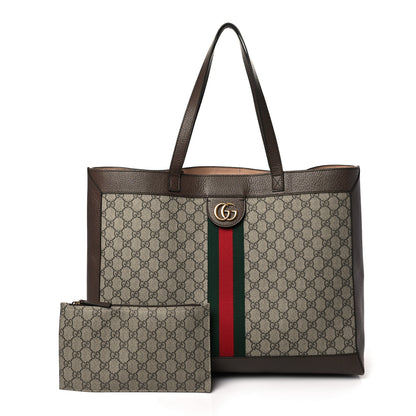 Gucci GG Supreme Monogram Web Ophidia Tote Brown 1 of 11