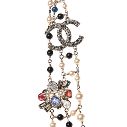 Chanel Metal Pearl Glass Strass Resin Bead CC Multistrand Necklace Gold 5 of 8