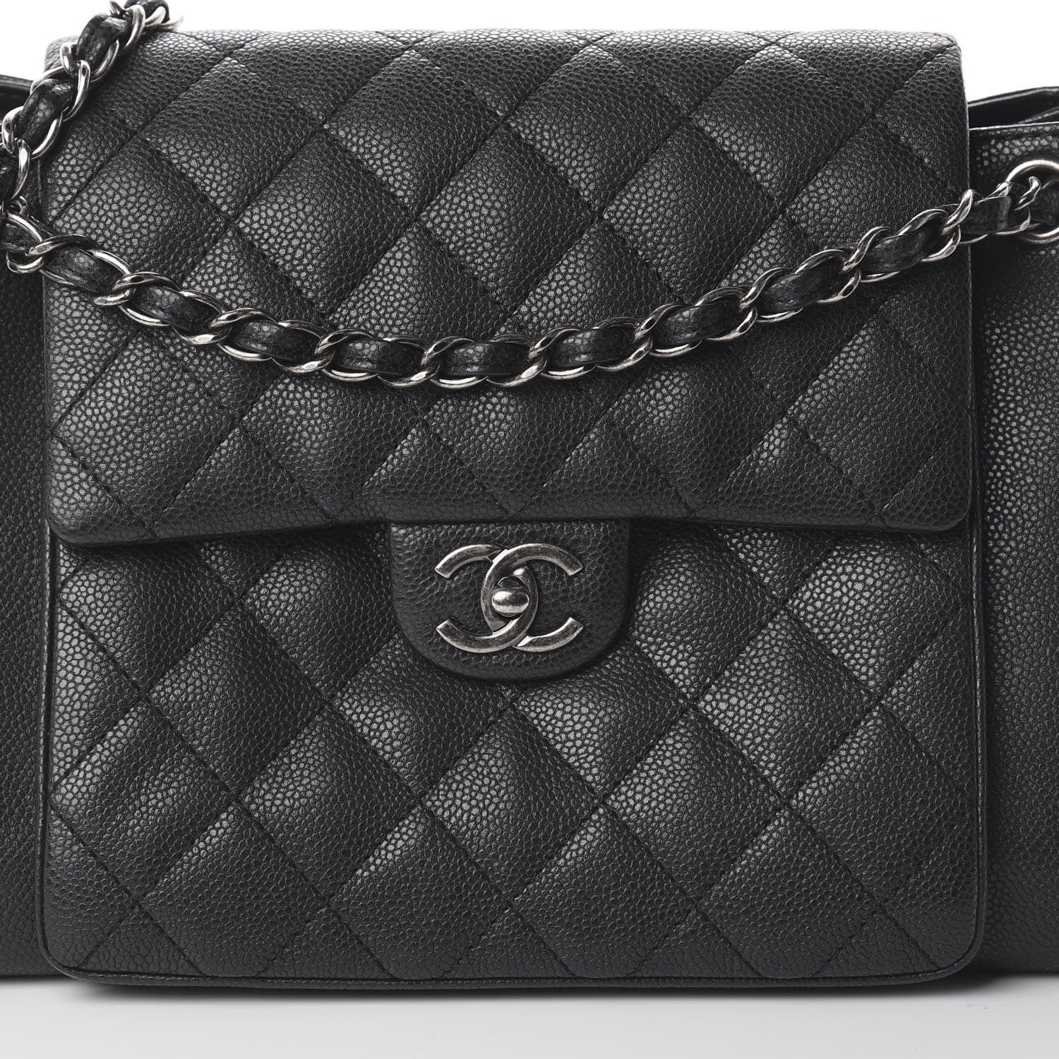 Chanel Caviar Quilted CC Accordion Shopping Bag Black 8 of 8