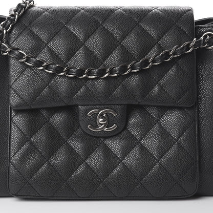 Chanel Caviar Quilted CC Accordion Shopping Bag Black 8 of 8