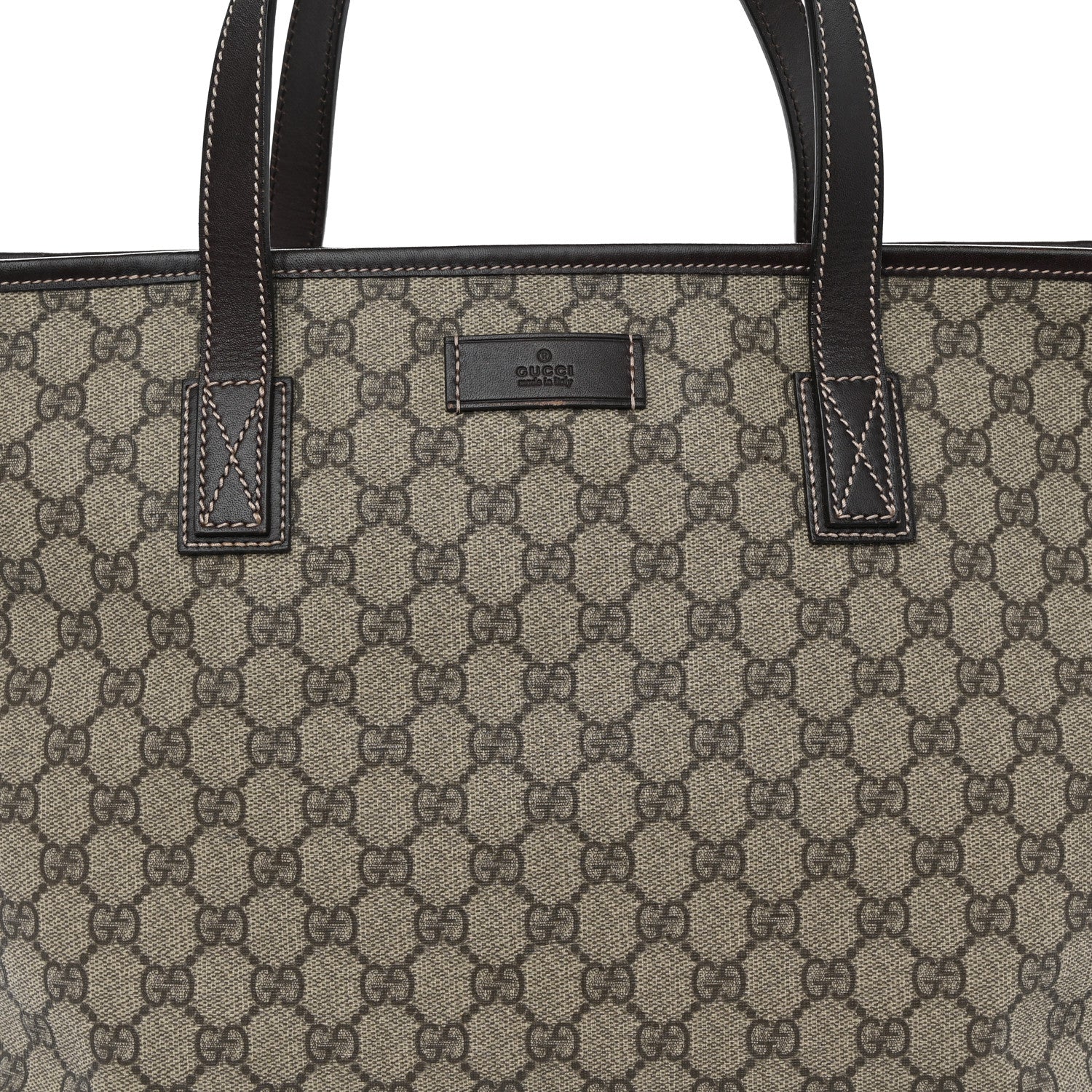 Gucci GG Supreme Monogram Medium Zippered Shopping Tote Dark Brown 8 of 10