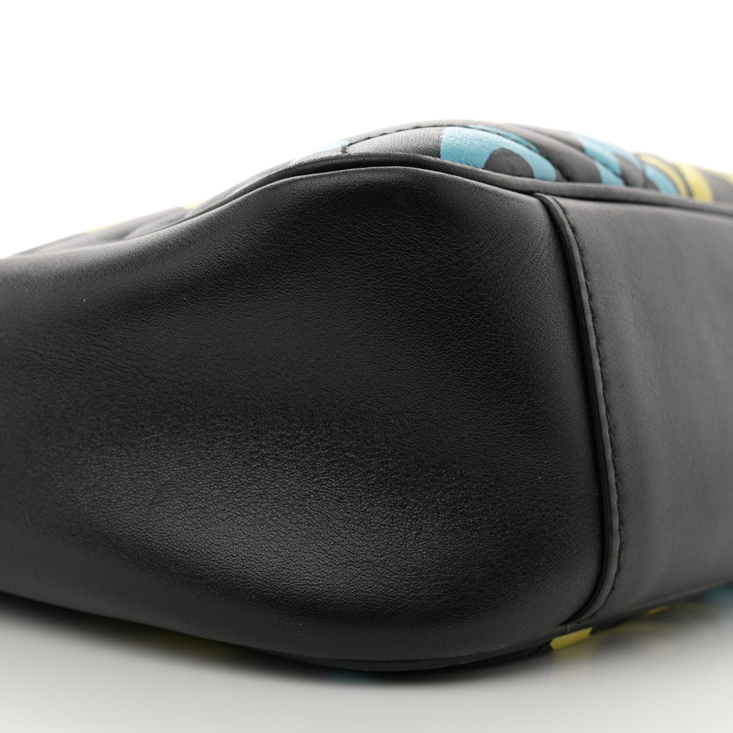 Calfskin Matelasse GucciGhost Medium GG Marmont Chain Shoulder Bag Black New Acquamarine