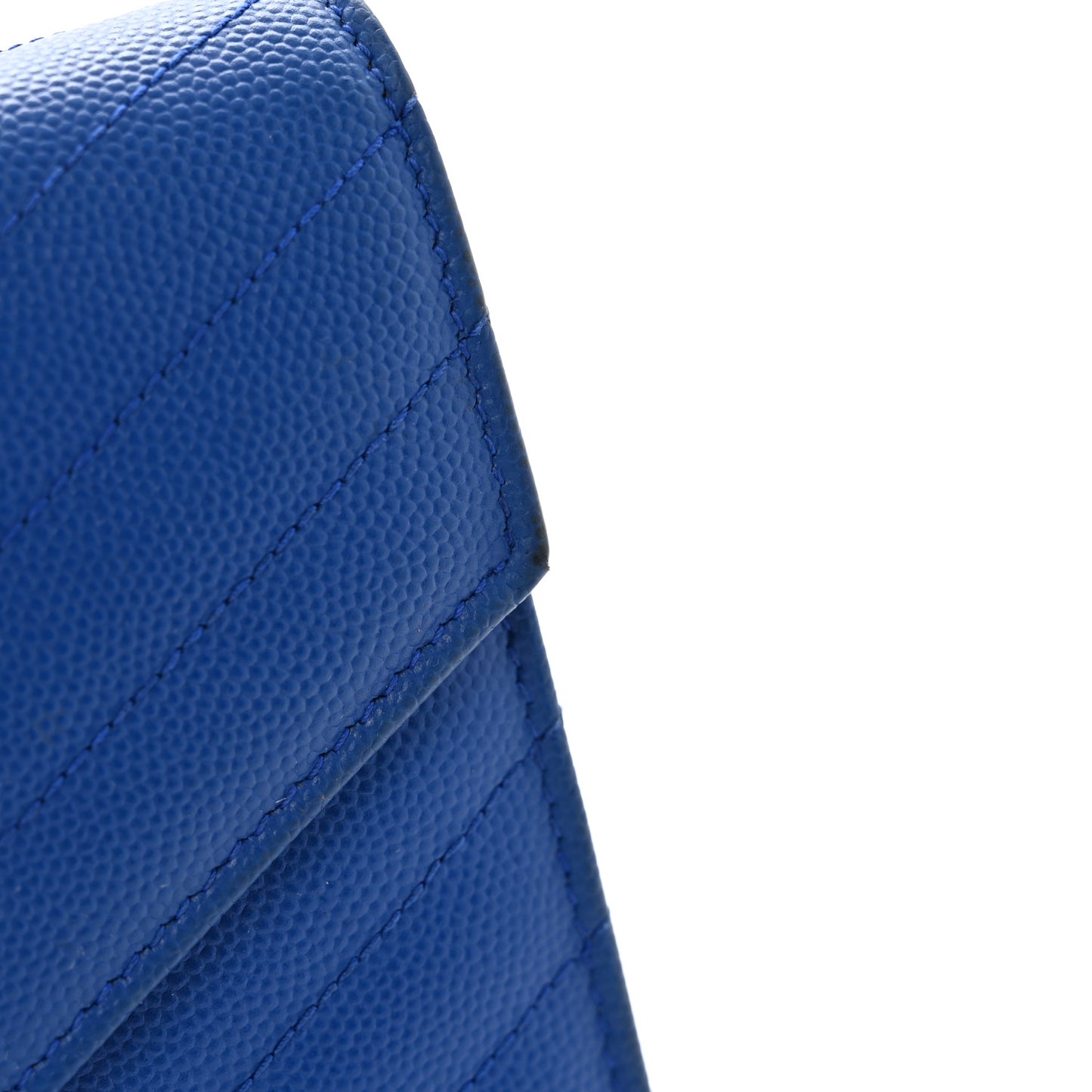 Grain De Poudre Matelasse Chevron Monogram Chain Wallet Blue Majorelle